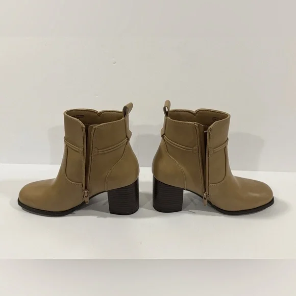 Croft & Barrow Tan Ankle Boots Women’s 5.5 Medium Block Heel Side Zip NWOT - Picture 5 of 10